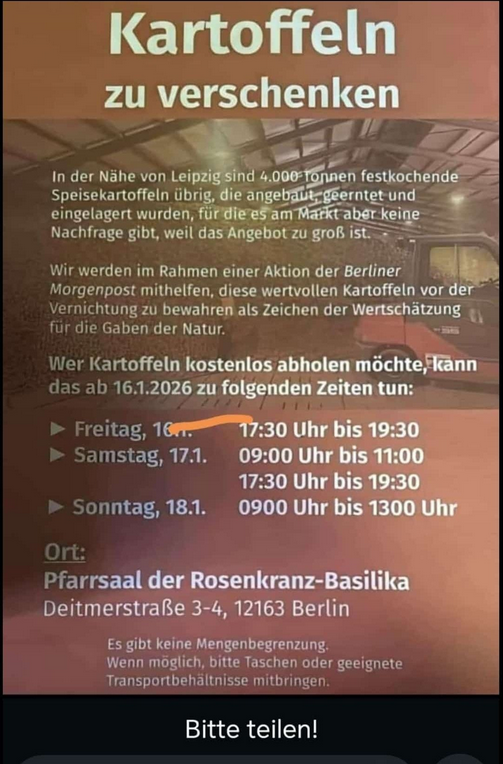 Vier­tausend Tonnen Kartoffeln für Berlin