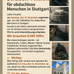 Einladung zur Straßen-Aktion für obdachlose Menschen in Stuttgart 